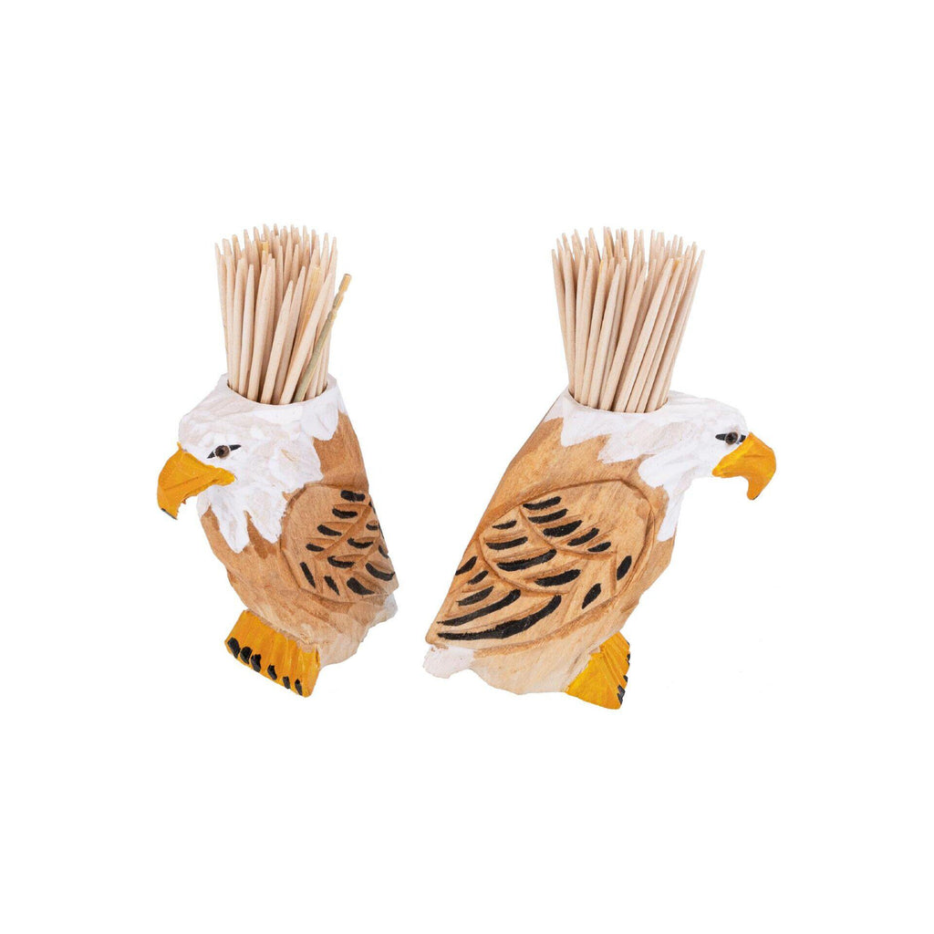 Zahnstocherhalter Holz | Handgeschnitzter Adler | Zahnstocher Spender | Küchen Deko | Geschenkidee | Handbemalt | Lindenholz